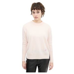 Zimmermann Blush Pink Cashmere Embroidered Logo Crewneck Sweater Size 8 US